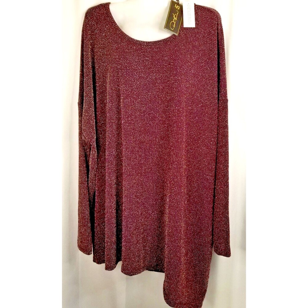Diane Gilman Women's Tunic Top Purple Metallic Asymmetrical NEW TAGS DG2 Size 2X